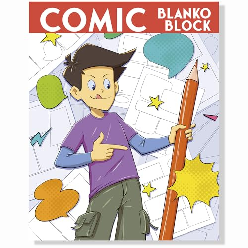 Comic Blanko Buch – kreiere deinen eigenen Comic: Comic zeichnen mit Vorlagen und Beispielseiten