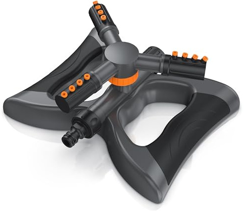 Brandson - Rasensprenger 3/4 Zoll - 360 Grad Kreisregner - Garten - Rotierender Wasser Sprinkler - mit Schnellkupplung - Rasensprinkler