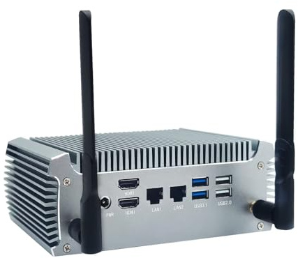 SJRC Mini PC Fanless Ryzen 7730U 8 Cores 16 Threads, 2 x Gigabit LAN, Small Office Business Desktop Computer, Micro Embedded PC, Barebone NO RAM/SSD/OS, UHD 4K Dual Display