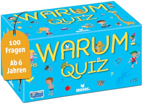 moses. Das Warum-Quiz, Kinder Wissensquiz mit 100 spannenden Warum-Fragen, Kinderquiz rund um Allgemeinwissen, Ratespiel für neugierige Kids ab 6 Jahren, White