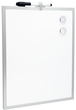 Raylu Paper® - Kleiner magnetischer Whiteboard mit Aluminiumrahmen für Zuhause und Büro, inkl. schwarzem Marker mit Radiergummi, Magnet und Pads zur Wandmontage (35 x 28 cm)