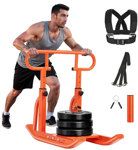 VEVOR Gewichtsschlitten Kraftschlitten Krafttrainingsschlitten zur Verbesserung der Geschwindigkeit bei sportlichen Übungen, Fitnessgerät mit Griff, kompatibel mit 25/51 mm Gewichtsscheiben