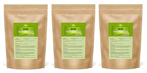 Bonemis® Premium MSM Pulver, 3 kg (3 Beutel à 1 kg), 99,96% Reinheitsgrad, 60-80 Mesh, ohne Siliziumdioxid, ohne DMSO-Rückstände