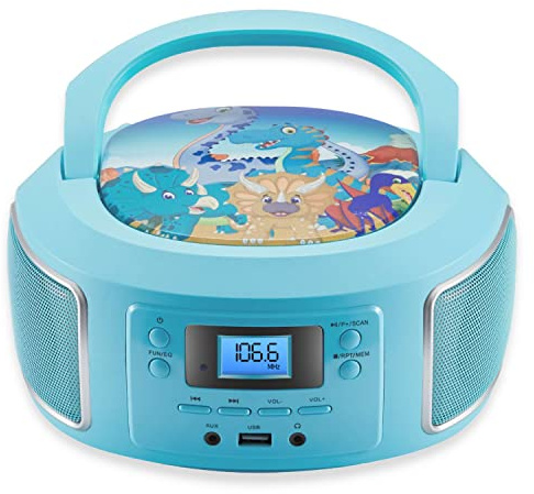 Tragbare Boombox | FM Radio | AUX-In | CD/CD-R | USB | Kopfhöreranschluss | Kompaktanlage | CD-Player | CD-Radio | Stereoanlage | Kinder Radio | Boombox (Gubby Grün)