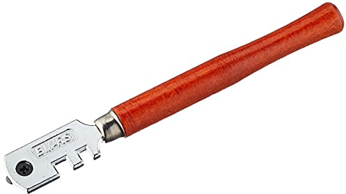 Brüder Mannesmann Glasschneider Golden Cut, 6 Hartmetallrädchen, ergonomische Einhandbedienung, präzises Schneiden von Glas, Mosaik und Fliesen, Profi-Qualität, 1 Stück | M60010