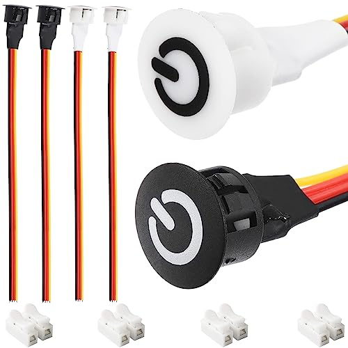Youmile 4 Stück Touch dimmer Switch LED-Touch-Licht-Dimmerschalter DC 5V-12V Eingebetteter Schreibtischlampenstreifen-Helligkeitsreglerschalter mit Knopfkappe für 13-mm-Loch-Dimmerschalter