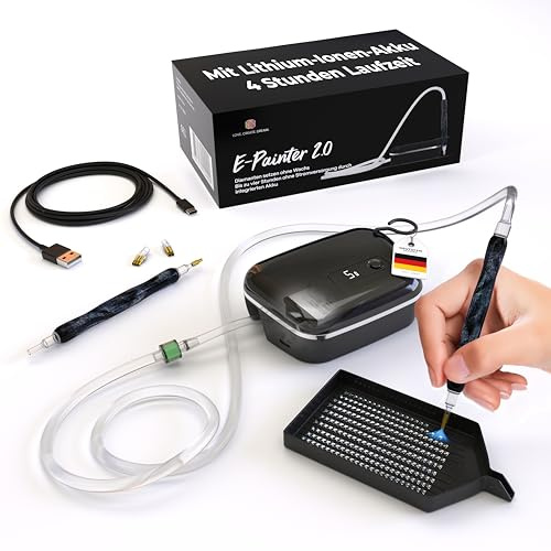 Picmondoo Black E-Painter 2.0 – elektrischer Diamond Painting Stift mit Akku, 5 Leistungsstufen mit integriertem Display, AB- & Spezialsteine, 11-teiliges Set