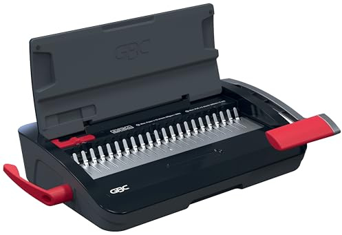 GBC CombBind CB12 Manuelles Bindegerät - Bindet 165 A5/A4-Blätter, kompaktes und leichtes Design, stanzt 12 Blätter, Schwarz/Silber, 4410060