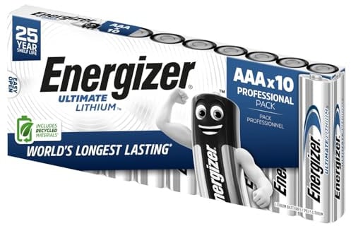 Energizer Ultimate Lithium Batterie AAA (10 Stück) - Die langlebigste AAA Batterien der Welt - 100% auslaufsichere Konstruktion - 100% plastikfreie Verpackung - 25 Jahre lagerfähig