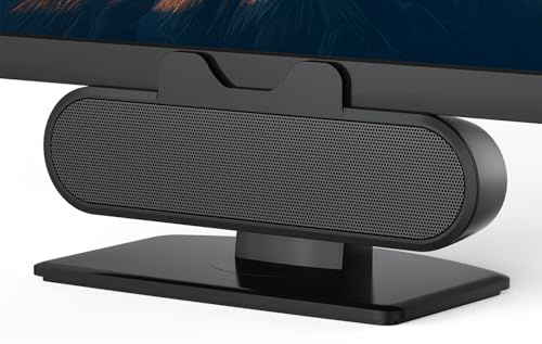 INGA USB-Lautsprecher für Computer-Monitor und Laptop, Clip-On Desktop-Soundbar, USB/C-PC-Lautsprecher, geeignet für Desktop, Laptop und Mac (Schwarz).