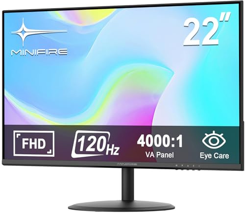 Minifire 22 Zoll Business Computer Monitor, FHD 1080p,120 Hz, FreeSync, Eye Comfort, sRGB 107%, Ultra Thin Aperture, Tilt, VESA, HDMI,PC Bildschirm-Schwarz(MF22X3AH)