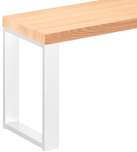 LAMO Manufaktur Sitzbank Flur Holzbank 30x160x47 cm, Möbelfüße Simple Weiss/Natur, LSB-01-A-002-160-9016S