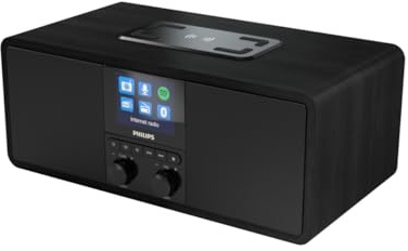 Philips R8805/10 Internetradio mit DAB+ & UKW | Spotify Connect & Bluetooth Streaming | Kabelloses Qi-Ladepad & USB-Anschluss | Wecker & Sleeptimer