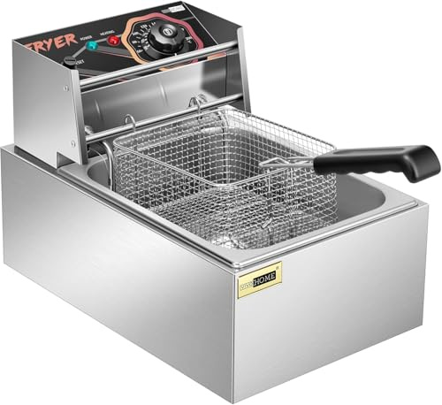 VIVOHOME Profi Fritteuse 10L mit Temperaturregler 2500W Edelstahl abnehmbare Teile