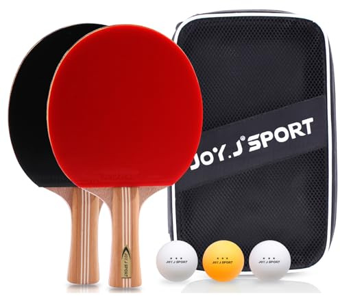 Tischtennisschläger Set, 2 Tischtennis Schläger Set mit 3 Tischtennisbälle und 1 Aufbewahrungstasche | Familien Tischtennis Set geeignet