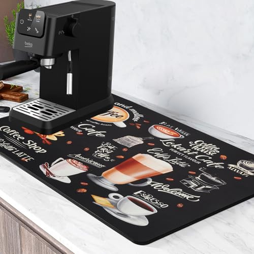 Kaffeemaschine Abtropfmatte für Kaffeemaschine, Küche, Spüle, Bad, Theke | Saugfähige Abtropfmatte 40 x 50 cm Kaffeematte Kaffeemaschine Matte Unterlage mit Schmutzabweisender Rutschfeste Gummisohle