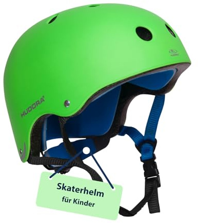 HUDORA Skaterhelm - Skateboard-Helm für Kinder, Jugendliche und Erwachsene - Hochwertiger Kopfschutz - zum Skaten, Skateboarden, Scooterfahren und Fahrradfahren - grün, Gr. 51-55