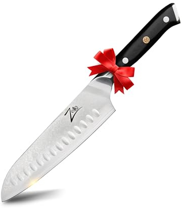 Zelite® Santoku messer, scharfe Küchenklingen 17,8 cm, japanisches Profimesser für Zuhause und Gastro, Damaszener Kochmesser mit nahtloser Verarbeitung