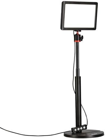 Rollei Lumis Key-Light, LED Videolicht inkl. Tischstativ mit Fernbedienung am Kabel zum Ausleuchten von Video-Streams und Konferenzen 28555 schwarz