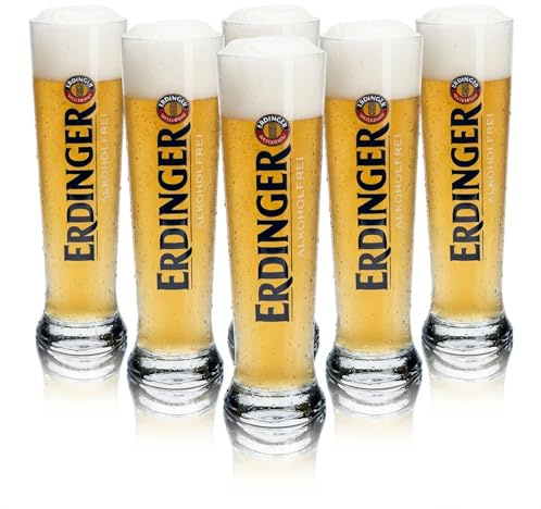 6x Erdinger Alkoholfrei Weizenbierglas 0,5L, Gläser, Bierglas, Markenglas, Weißbierglas (ohne Flaschenausgießer)