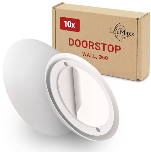 LouMaxx Türstopper Wand selbstklebend 10 Stück – weiß – Wandtürstopper mit stoßdämpfender Wirkung – Anschlagpuffer zur Anwendung auf Fliesen, Holz, Tapete und Raufaser – einfache Montage ohne Bohren