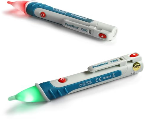 PeakTech P 1030 AC Spannungsprüfer berührungslos [+LED Signal Lampe & Vibration] 50-1000 V AC Betriebsbereich,Leitungssuchgerät,Leitungssucher,Phasenprüfer,Stromprüfer,Leitungsfinder,157x26mm