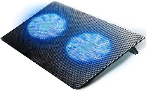 Retoo Laptop Kühler Kühlpads für 12-15,4 Zoll Notebook Geräuscharme Kühlung NEU 2023 Cooler Ständer Leistungsstark Schneller Kühlvorgang 2 Lüfter PC Notebook PS4 Belüfteter Laptop Ständer Blau