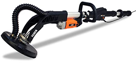 FEIDER FPG710–SH 710W Giraffenschleifer - Trockenbauschleifer Elektro - 6 Stufen, 1000–2100 Tr/min, Teleskopgriff 110–180cm, Saugschlauch 1m, Transporttasche - 6 Schleifscheiben, Black/Orange