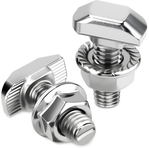 mawmuaw Hammerkopfschrauben M6x16 mm, 12 Stück Hammerkopfschraube Edelstahl A2-70 T Schrauben mit Sperrzahnmuttern Flanschmuttern M6 für Photovoltaik Montage PV Solar Montageschienen Gewächshaus
