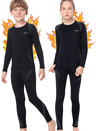Thermounterwäsche Kinder Skiunterwäsche Junge Funktionsunterwäsche Mädchen | Fleece Winter atmungsaktiv Thermowäsche Set Warm Weich Funktionswäsche Lange Thermo Unterwäsche Unterhose Thermounterhemd