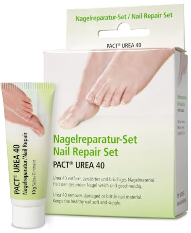 PACT Urea 40 Nagelreparatur Set Harnstoff Pflaster | 40% Harnstoff | 5m Pflasterband | Nagelfeile | 2-3 Wochen Kur | Made in Germany
