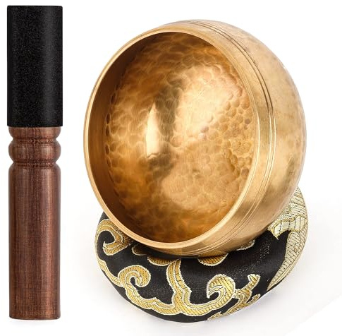 Tibetisches Klangschalen-Set – 100% handgehämmert in Nepal Klangschale für Meditation, Yoga, Chakra, Meditationszubehör, einzigartige Geschenke für Frauen, Männer (8 CM)