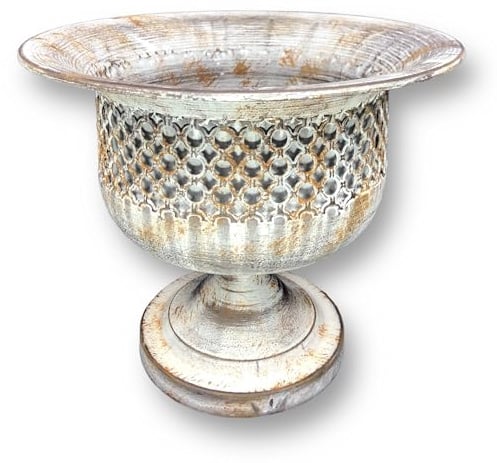 Crispe Topf 'Amphore' Übertopf Pflanzschale aus Metall im Shabby Look Ø 28 cm