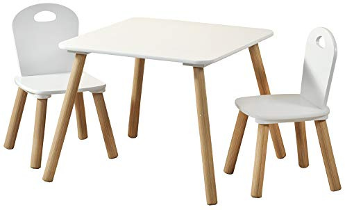 Kesper| Kindertisch mit 2 Stühlen, Material: Faserplatte, Maße: 55 x 55 x 45 cm, Farbe: Weiß | 17712 13