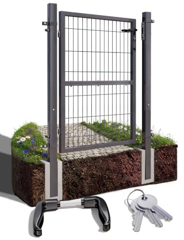 Gartentor Gartentür Zauntür Zauntor Gartenpforte V2Aox | 140 cm, Anthrazit, Quadratrohr mit Schloss