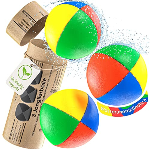 Weidebach® Water-Resistant Quality Juggling Balls, 3 Pieces, Diameter 67 mm, 130 g Heavy, Juggling Balls for Beginners and Professionals, More Durable granulate Filling Instead of Millet, Including