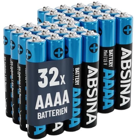 ABSINA 32X AAAA Batterie Mini 1,5V Alkaline - Batterien AAAA für Surface Pen, Tablet Stift und vieles mehr - AAAA Batterien