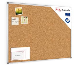 ALLboards Pinnwand mit Aluminiumrahmen 120x90cm, Korktafel Korkwand Pinnwand Kork