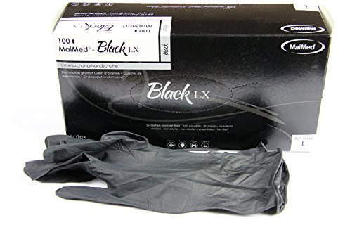 Black LX PF Latexhandschuhe, Untersuchungshandschuhe, Tattoo, 100 St. (L)