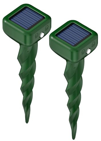 Maulwurf Vertreiber, Solar Maulwurfschreck Ultraschall, IP66 Wasserdichter Wühlmausschreck, Maulwurf Vertreiber Testsieger, Rattenabwehr Outdoor für Gärten Rasen (2 Stück)