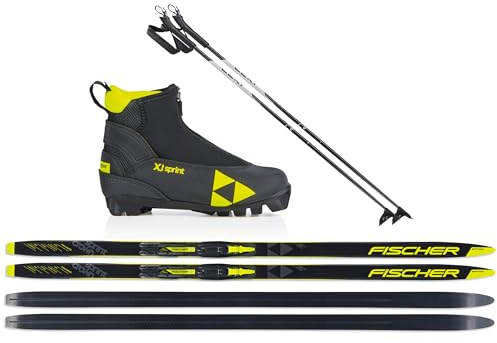 Fischer Kinder Langlaufski-Set Sprint Crown - Ski + Bindung + Schuhe + Stöcke (Skilänge 120cm (ca. 27-32kg Körpergewicht))