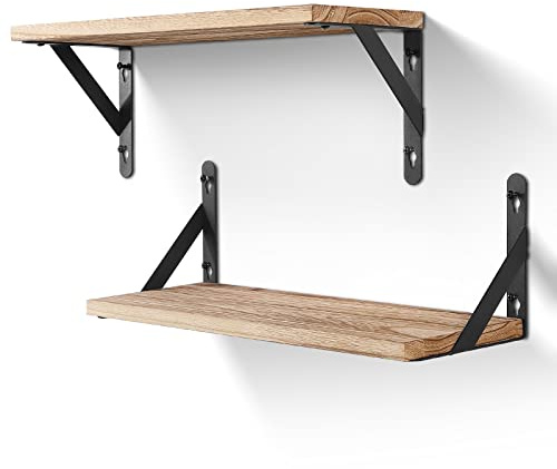 AGM Wandregal Holz, Regal Wand 2er Set, Dekorativ Regale für Wände, Tiefe 15cm, Länge 42.5cm Wandboard für Wohnzimmer, Schlafzimmer, Badezimmer, Küche, Büro