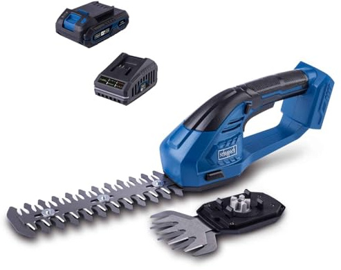 Scheppach Akku Gras & Strauchschere C-HTGS200-X Grasschere mit Klicksystem | Grasschnitt/Strauchschnitt - 90/200mm | Werkzeugloser Wechsel | 20V-IXES-Serie | 10 Jahre Garantie | mit 2Ah Akku & Ladegerät