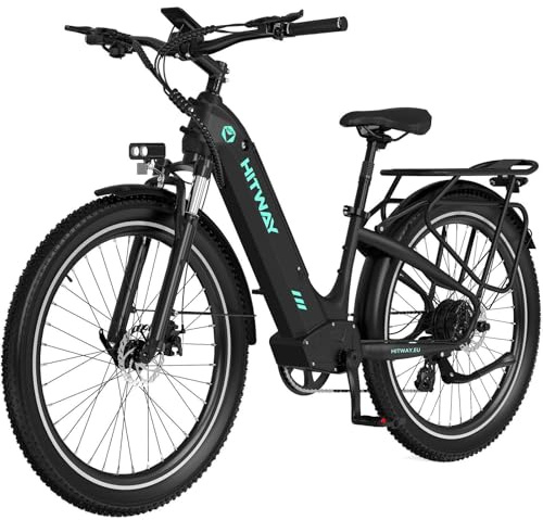 HITWAY E Bike 26X3.0 City Elektrofahrrad Pedelec, 250W City Cruiser E-Bike, 48V 18Ah austauschbarer Akku, max. Reichweite 55–80 km, 7 Gänge, Pendler-Elektrofahrrad für Erwachsene