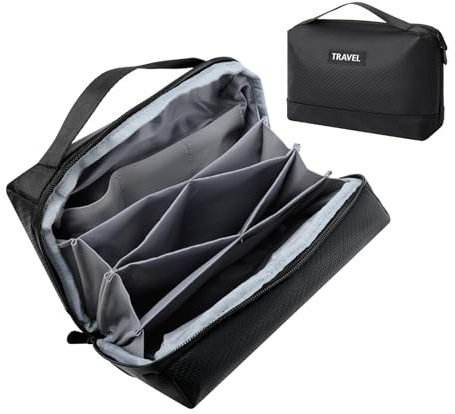 Romon Kabeltasche Organizer Tasche, Kabel Tasche Tech Pouch Universal Kabelorganizer, Reisekabel Organizer Doppelschicht Reise Elektronik Zubehör für USB Ladekabel Powerbank, Schwarz