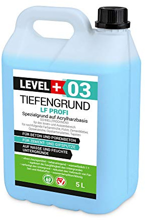 Level +03 Tiefengrund LF Profi Innen & Außen, Haftgrund & Grundierung - 5L | Tiefgrund Konzentrat 1:1 für saugende Untergründe, Unter Flüssigfolie, Klebstoffe & Zementmörtel, Schnelltrocknend