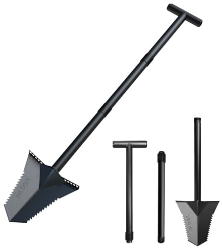 DR.ÖTEK Spaten Schaufel zum Graben, Heavy Duty Garten Schaufel T Handle, Wurzelschneider mit Langen kurzen Griff, Gartengeräte für die Metalldetektion, Transplantation, Camping, 80 & 116 cm