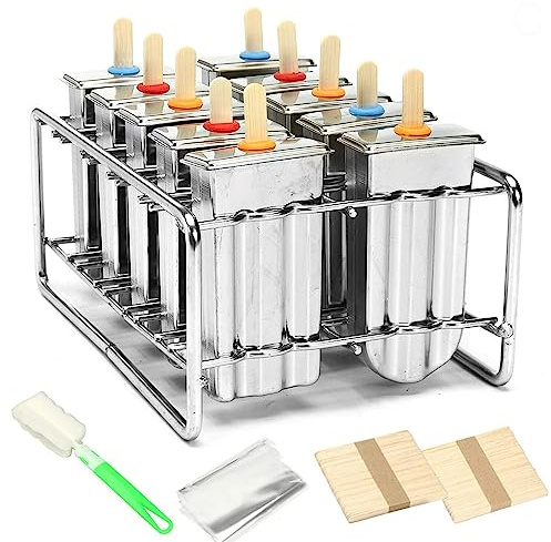 Edelstahl 10 Stück DIY Eis Popsicle Form Eis Form und selbstgemachte ideal für Innen- und Außenbereich