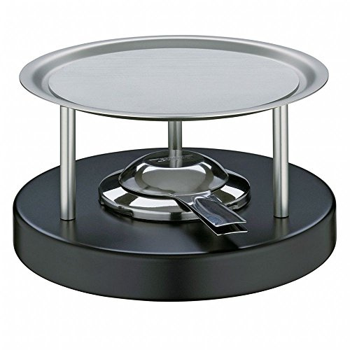 Fondue rechaud Ø200mm Spring 2896625020 Tradition | Wärmeverteilscheibe für Käsefondue, Aluminium gebürstet, Ø 16 cm, schwarz lackierte Bodenplatte, inkl. Pastenbrenner