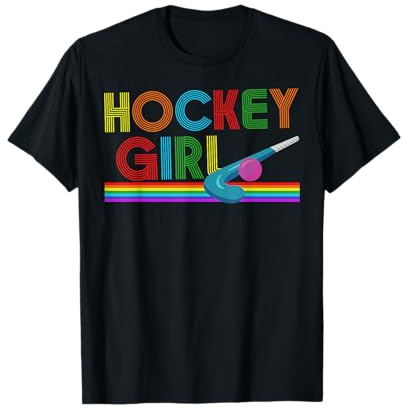 I Love Field Hockey Player HD0 Feldhockey Retro Hockey Girl T-Shirt, Damen, Mädchen, Kurzarm, T-Shirt, Schwarz, Multicolored, S